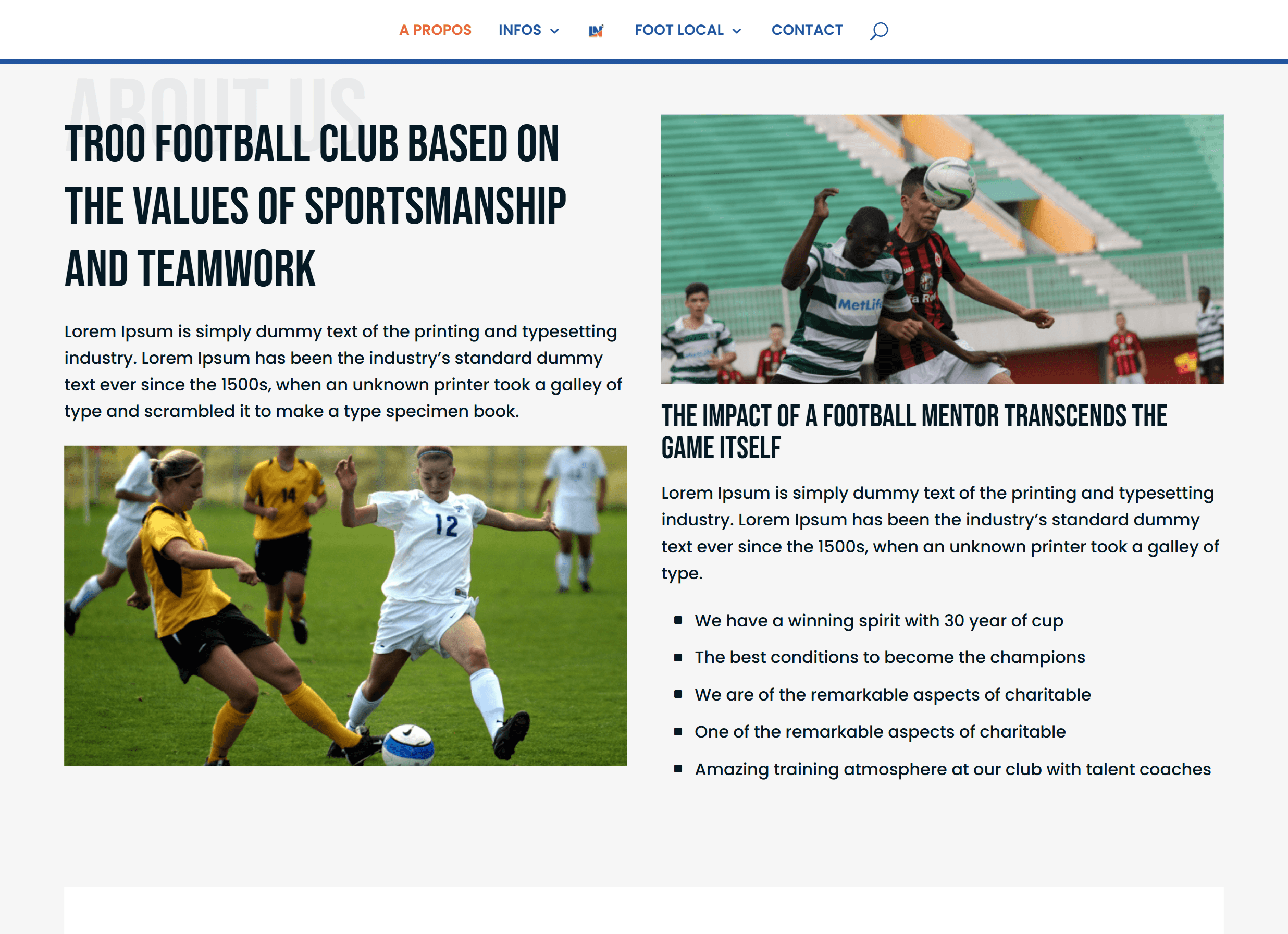 Homepage editoriale LN Foot